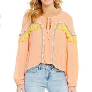 Gianni Bini Pink Peasant Blouse
